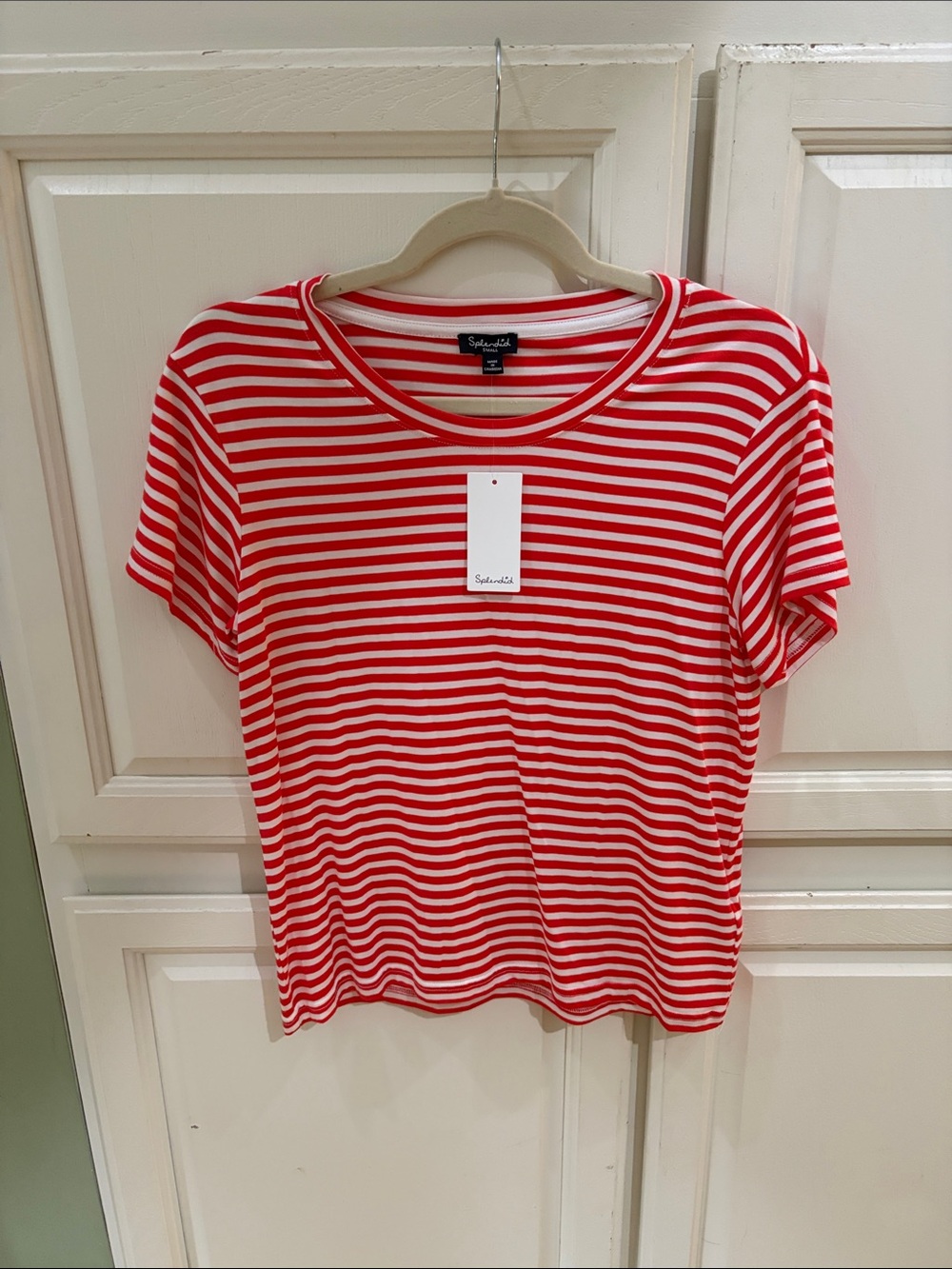 Splendid Red & White Striped Short Sleeve Tee